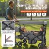 VEVOR Wagon Stroller for 2 Kids, Push Pull Quad Collapsible Stroller with Adjustable Handle, Encircling Harness Removable Canopy, 4 Wheels w/ Brakes