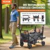 VEVOR Wagon Stroller for 2 Kids, Push Pull Quad Collapsible Stroller with Adjustable Handle, Encircling Harness Removable Canopy, 4 Wheels w/ Brakes