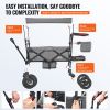 VEVOR Wagon Stroller for 2 Kids, Push Pull Quad Collapsible Stroller with Adjustable Handle, Encircling Harness Removable Canopy, 4 Wheels w/ Brakes